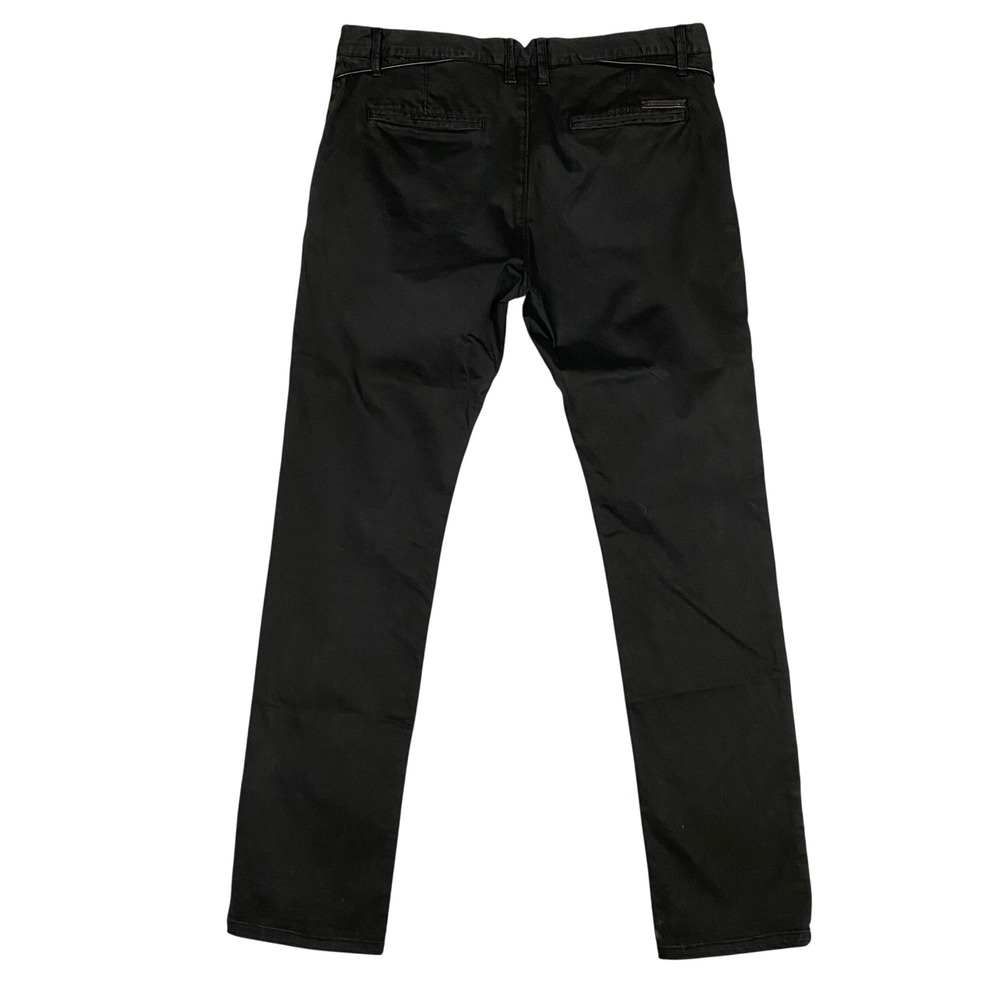 Bonobo Planet‎ Jeans Mens Black Straight Slim Leg Chino Pants France 46 US 35-36 - Picture 2 of 13